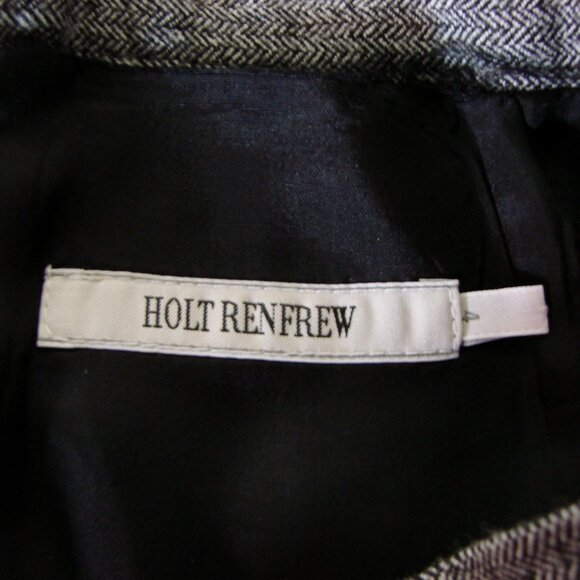 Holt Renfrew Gray Black Wool Blend Pencil Skirt Herringbone Work Office Size 4 - Picture 2 of 13